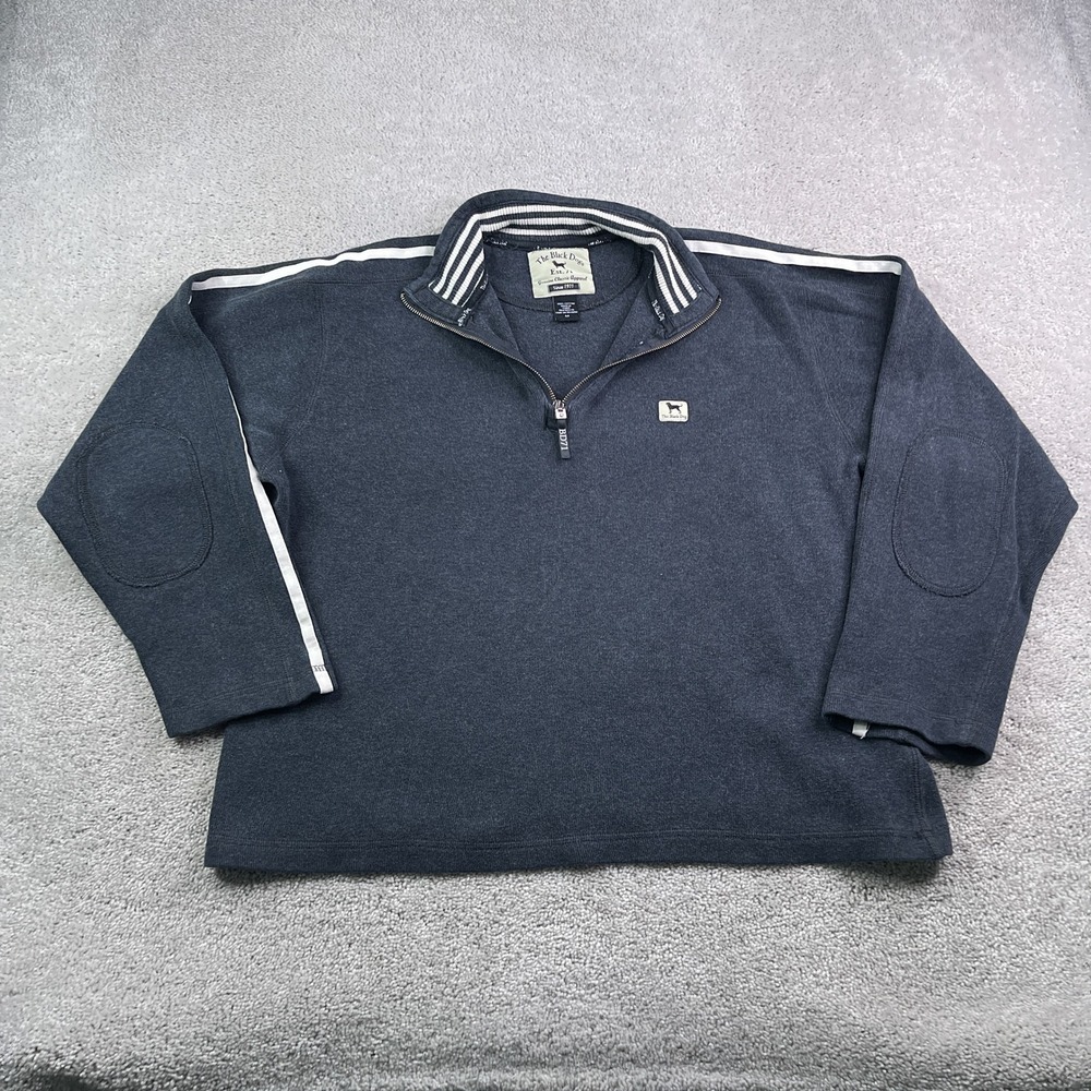The Black Dog Sweater Mens Medium Grey Quarter Zip Pullover Elbow Patch Coastal
